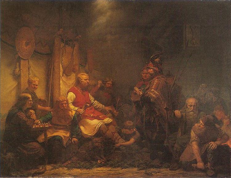 august malmstrom King Ella's messengers before Ragnar Lodbrok's sons Sweden oil painting art